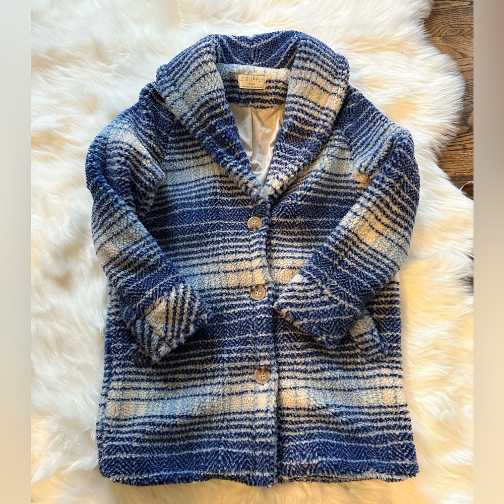 Z Supply Hastings Sherpa cost; small; blue/white; BNWOT